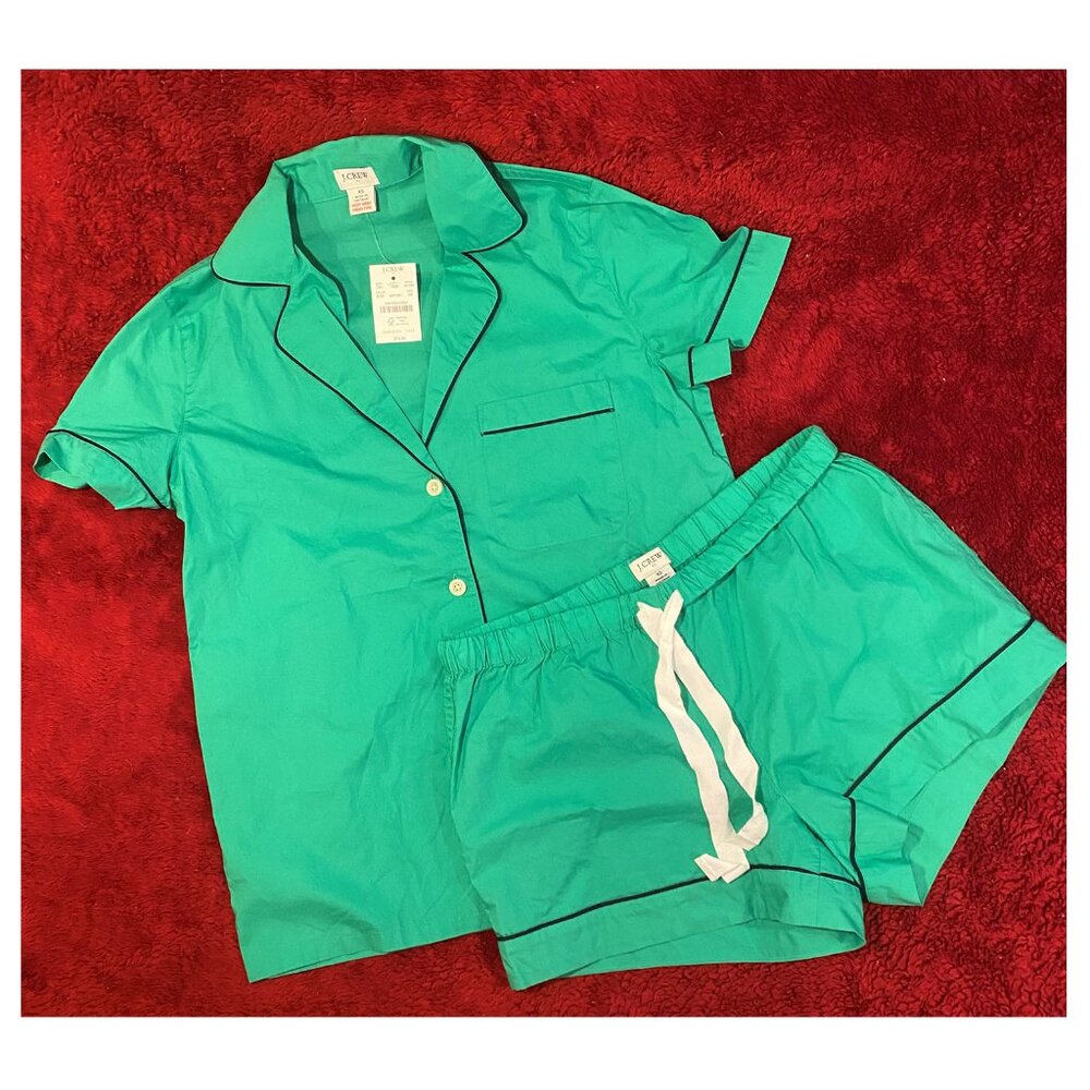 J. Crew Short Pajama Set - Women's Size XS - Green - NWT
